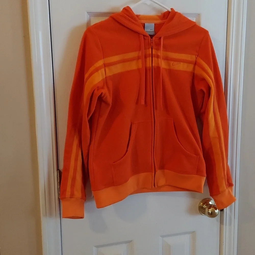 Y2k NIKE Full-zip Fleece Hoodie Jacket Women's Medium Orange
